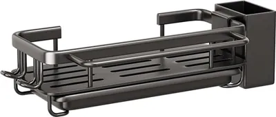 Produktbild von STILVORA Abtropfgitter, Praktischer Küchenorganizer für Spüle, Schwarz, mit Abtropfmatte, Stäbchenhalter, Stange und Haken, Ideal für Ordnung und effiziente Nutzung des Spülbereichs