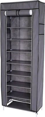 Produktbild von dibea Schuhschrank mit Vliesbezug, 160x60x30 cm, grau