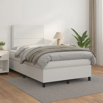 Produktbild von The Living Store Boxspringbett mit Matratze Weiß 120x200 cm Kunstleder