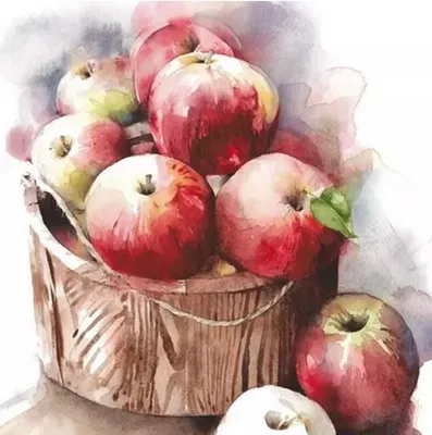 Produktbild von 20 Servietten Pommes Rouges - Eimer voller frischer Äpfel 33x33cm