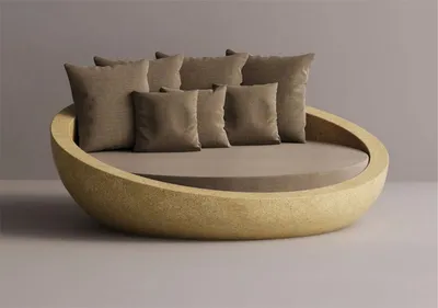 Produktbild von Casa Padrino Luxus Beton Liegeinsel Braun / Gelb Ø 180 cm - Garten & Hotel Möbel