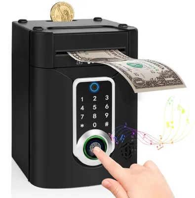Produktbild von Elektronischer Sparsafe mit Touchscreen und Fingerabdruckscanner, Geldautomat-Spardose, Geschenk für Kinder von 3 bis 12 Jahren, schwarz