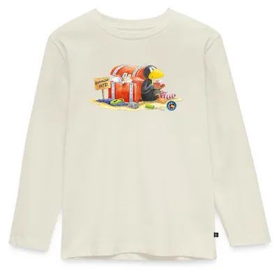 Produktbild von Spreadshirt Der kleine Rabe Socke Schmackofatz Kinder Premium Langarmshirt, 110/116 (4 Jahre), Naturweiß