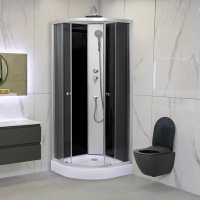 Produktbild von Belvit Eckdusche SK2401 – Komplettdusche mit ESG‑Glas, Schiebetür und Duschwanne, Duschkabine mit Brausegarnitur & Ablauf, Neubau oder Renovierung