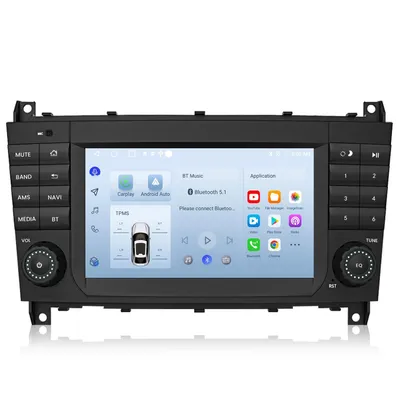 Image de Autoradio Android 7 pouces 32 GB pour Mercedes W203 2004-2007 Facelift avec CarPlay Android Auto Navi Bluetooth DAB+ Caméra de recul