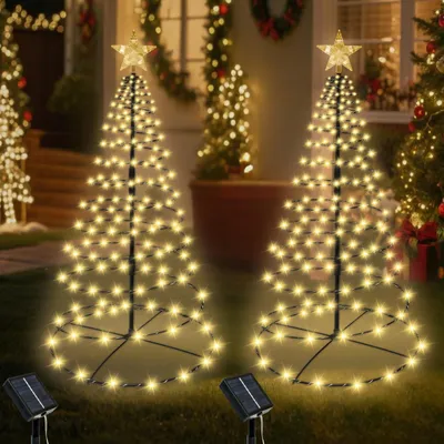 Solar-Lichterkette Weihnachtsbaum, 270 LEDs, 8 Modi, 2 Stück