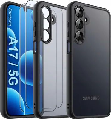 Immagine prodotto di Custodia per Samsung A17 | 5G CASE RINFORZATA OPACA NERA ARMORIZZATA 2x VETRO