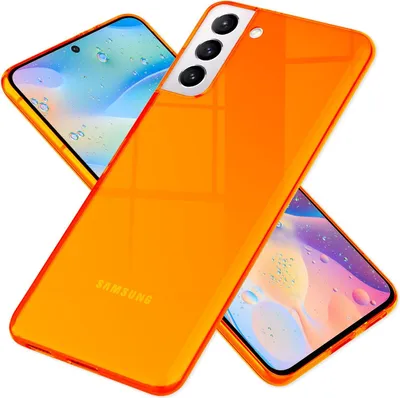 Produktbild von NALIA Klare Neon Silikonhülle für Samsung Galaxy S21 FE, Durchsichtig Bunt Leuchtend Anti-Gelb Vergilbungsfrei, Robuste Handyhülle Schutzhülle Orange