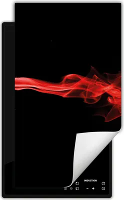 Produktbild von DarHaus Herdabdeckplatte 1 teilig 30x52 cm Anti Rutsch Matte Aufrollbar, rot - schwarz