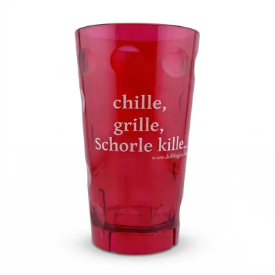 "Chille, Grille, Schorle kille..." Dubbebecher (Pink) aus Plastik - 0,5 Liter - Pfälzer Dubbeglas