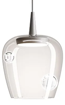 Produktbild von Zafferano Bilia Pendelleuchte 230 V mit mundgeblasenem Borosilikatglasdiffusor und Aluminiumdetails, Durchmesser 18 cm, 8 W, 2700 K