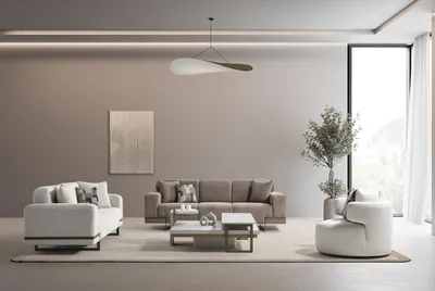 Zdjęcie produktu dla Elegancki zestaw do salonu w beżowej tkaninie z drewnianą ramą