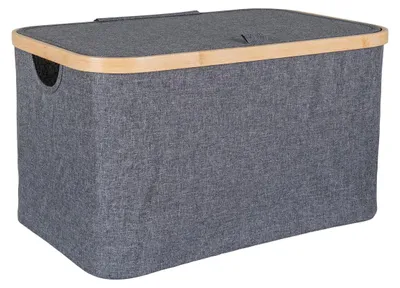 Zdjęcie produktu dla Kosz Noto z bambusa i ciemnoszarej tkaniny 45x30x25 cm