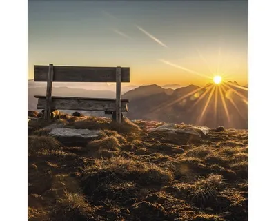 Produktbild von Giclée Leinwandbild Bench & Horizon 100x100 cm