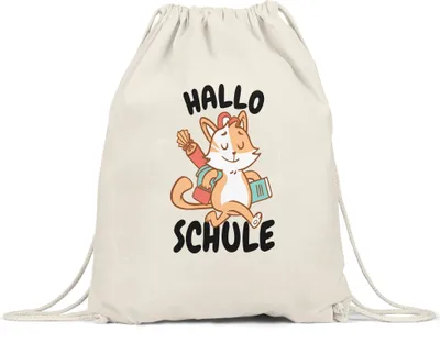 Produktbild von Hallo Schule Turnbeutel Gymsack Geschenkidee zur Schulstart oder Einschulung für Erstklässler Schulanfänger