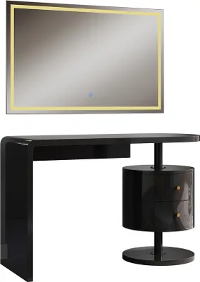 Produktbild von Schminktisch Vicco Lara Schwarz Hochglanz 120 cm mit LED-Spiegel, Model 50182
