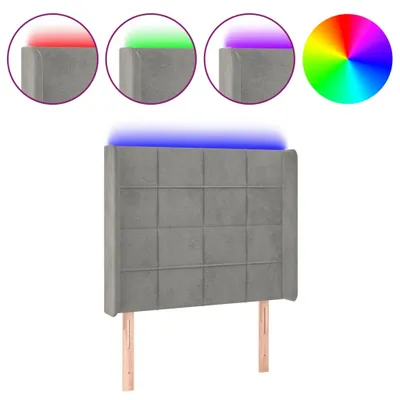Produktbild von vidaXL LED Kopfteil Hellgrau 93x16x118/128 cm Samt