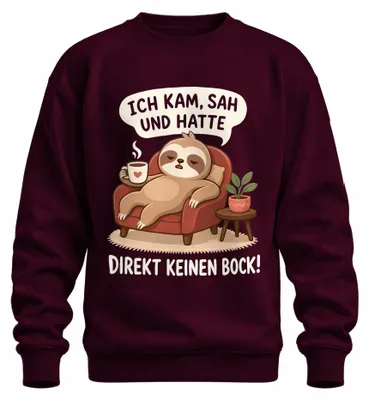 Immagine prodotto di Ich kam, vidi e non ebbi nessuna voglia di fare dichiarazioni. Maglione con scritte sarcastiche, colore bordeaux, taglia S