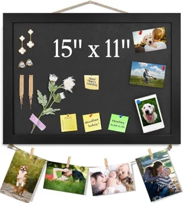 Produktbild von PromoHome® Pinnwand-Set mit Holzrahmen, 38x28 cm, Grau