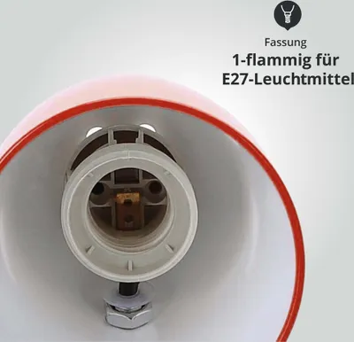 Produktbild von Schreibtischlampe Tischleuchte mit Schwanenhals zum Klemmen rot/chrom Sockel E27 L112xH350mm