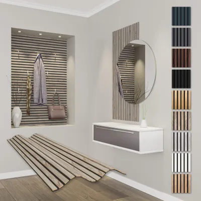 Produktbild von HEXIM Akustikpaneele 118x60cm Holz Comfort - flexible Holzpaneele Platten Lamellenwand MDF Wandpaneele Lamellenverkleidung Wandverkleidung schalldämmend (0.71m² Sonoma Oak)