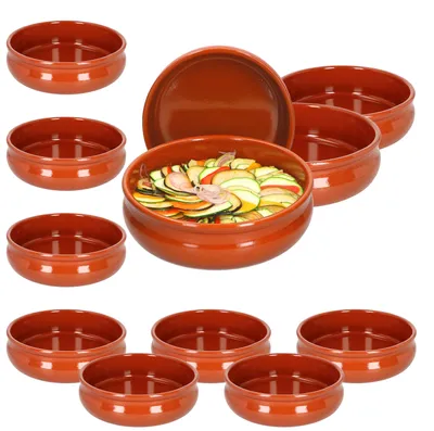 Image de 12x Cazuela Coupe Berlin ventrue Terre cuite Ø24 cm Taille XL Méditerranée