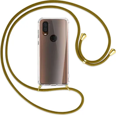 Produktbild von Handykette Backcover-Schutzhülle mit Band (Metall goldfarben) für Motorola One Vision - khaki