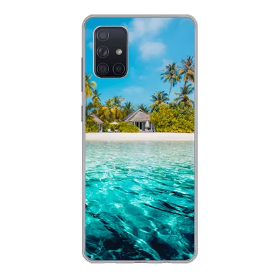 Produktbild von MuchoWow® Handyhülle Schutzhülle Hülle für Samsung Galaxy A51 5G Strand - Palmen - Meer Silikon Softcase Handy Hülle - Abbildung