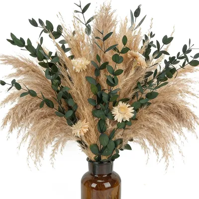 3er Set Pampasgras-Bouquet, getrocknet, beige, 45 cm, für Dekoration