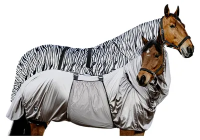 Produktbild von Ekzemerdecke | Fliegendecke mit abschwitzender Wirkung | Pferdedecke mit Bauchlatz und verstellbaren Riemen und Bändern | Abschwitzdecke für Pferd und Pony | Stalldecke in Grau | 125 cm