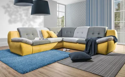 Produktbild von Ecksofa Schlafsofa PEDRO Gelb / Grau Länge Schenkel Rechts