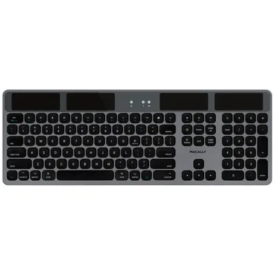 Obrázek produktu pro Macally BTSOLARKEYSG, Bluetooth Tastatur, US Layout, Space Grey, 100% drahtlos, 100% Solar