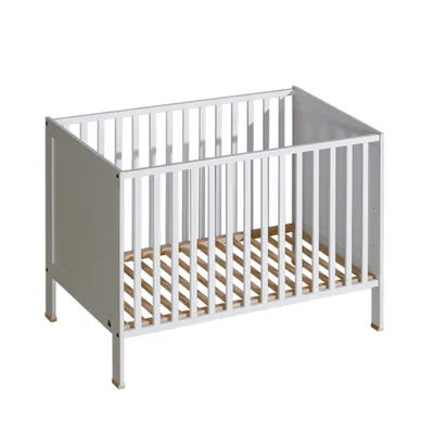 Produktbild von ATB MEBLE Babybett mit Matratze , Beistellbett Baby aus Holz , Bett Baby , 4 Ebenen der Matratzenhöhe 3 ausziehbare Sprossen , 120x60 , Weiß