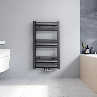 Produktbild von Heilmetz Badheizkörper 70x40cm Mittelanschluss 238 Watt Anthrazit, Handtuchtrockner Handtuchwärmer Design Heizkörper für Bad Heizung Radiator Ohne heizstab