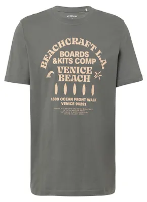 Produktbild von s.Oliver Herren T-Shirt Regular Fit mit Frontprint und Rippblende aus Baumwolle