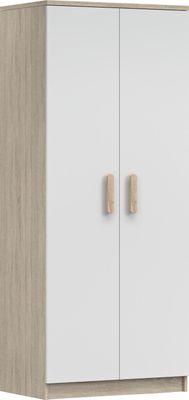 Drehtürenschrank Kleiderschrank Schrank Kinderkleiderschrank 2-türig 80 cm SONOMA/WEISS Holzgriffe SONOMA - Jonas 06
