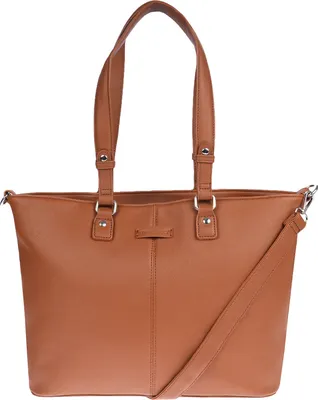 Produktbild von Große Damen Tasche Schultertasche Umhängetasche Crossover Bag Leder Optik Handtasche Cognac