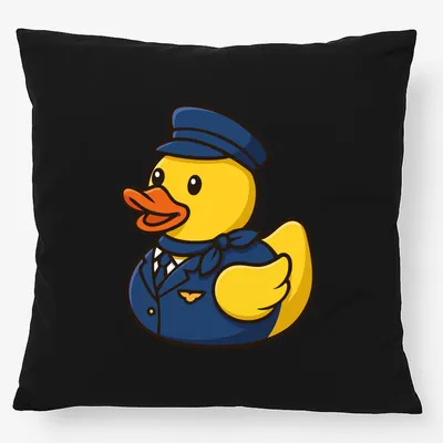 Produktbild von Huuraa Kissen Quietscheente Stewardess Gummiente Flugbegleiterin 40x40cm mit Füllung Black Baumwolle Dekokissen Geschenkidee