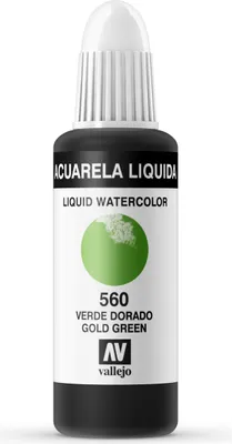 Liquid Watercolor Vallejo 33560 Gold Green 32ml Gold Grün Aquarell Farbe