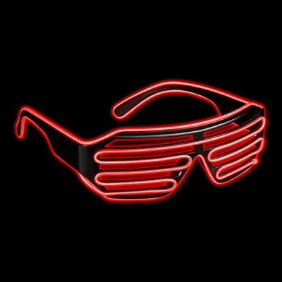 Produktbild von Balinco LED Brille mit 3 Blitzmodi - perfekt geeignet als Techno DJ | Festival | Halloween | Karneval | Fasching als Ergänzung zum Horror Kostüm (Rot)