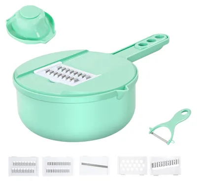 Produktbild von Manuelle Gemüsereibe, multifunktionaler Handschneider mit Edelstahlklingen, effizienter Gemüsezerkleinerer für Karotten, Kartoffelsalat
