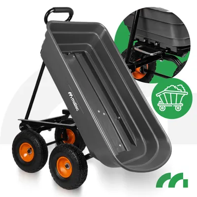 Produktbild von Gartenwagen Transportanhänger Handwagen mit Kippfunktion bis zu 300kg 75L Pendelachse aufblasbare Räder