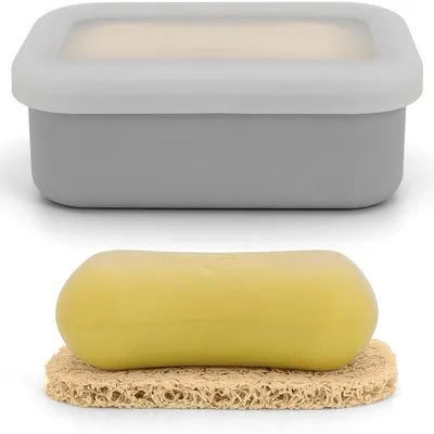 Produktbild von Silikon Seifendose mit Abtropfschale, tragbar, für normale Seife, geeignet für Bad und Fitnessstudio, 12x8,5x4,5 cm