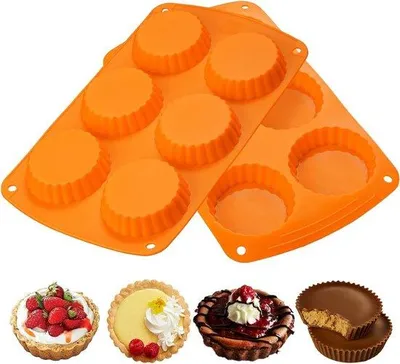 Image de Moules à muffins en silicone pour quiches - 2 pièces - Ronds - 7,6 cm