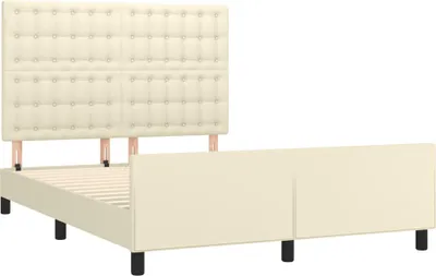 Produktbild von vidaXL Bettgestell mit Kopfteil Creme 140x200 cm Kunstleder