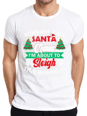 Immagine prodotto di Babbo Natale Slitta Questo Allenamento Natale Fitness Palestra Divertente Maglietta Uomo, Bianco, XL