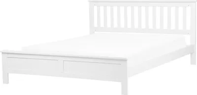 Obrázek produktu pro BELIANI Postel bílá s dřevěným rámem 160 x 200 cm nízké čelo minimalistický design ložnice