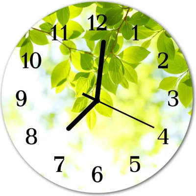 Produktbild von Glasuhr Wanduhr Küchenuhr Echt-Glas 30fi cm Blätter grün