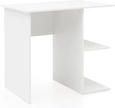 Productafbeelding van Bureau 82x60x76 cm, wit, met opbergruimte, computerbureau | Klein bureau voor kantoor met 2 zijvakken, kinderbureau, ruimtebesparend, werkplek voor kleine ruimtes