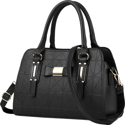 Produktbild von MODFU Handtaschen, Damen Handtasche mit Schleife, Modische Prägung, Große Kapazität, Schultertasche & Henkeltasche, Alltag, Shopping, Elegant, Stilvoll, Großes Damenbag, Schwarz